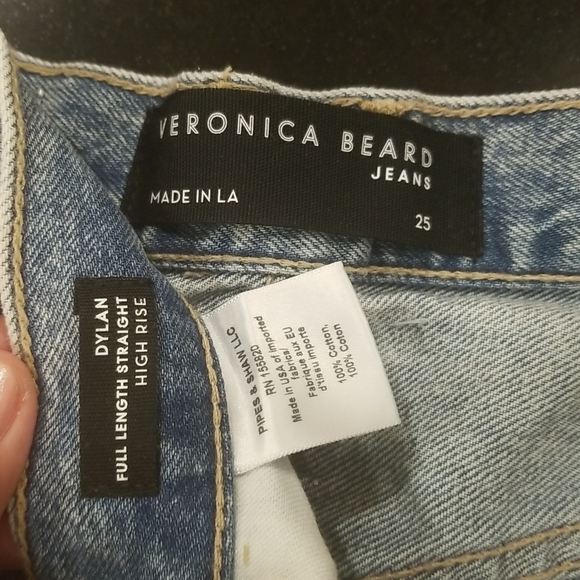 💕VERONICA BEARD💕 Dylan Straight Leg Jeans Distressed Pebble Stone Blue 25 NWT - Picture 16 of 16